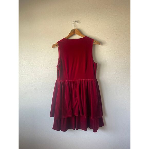 Gianni Bini Red Velvet Tiered Mini Dress - Picture 6 of 8